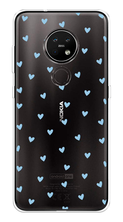 

Чехол на Nokia 6.2/7.2 "Голубые сердечки паттерн", Голубой;прозрачный, 123150-1