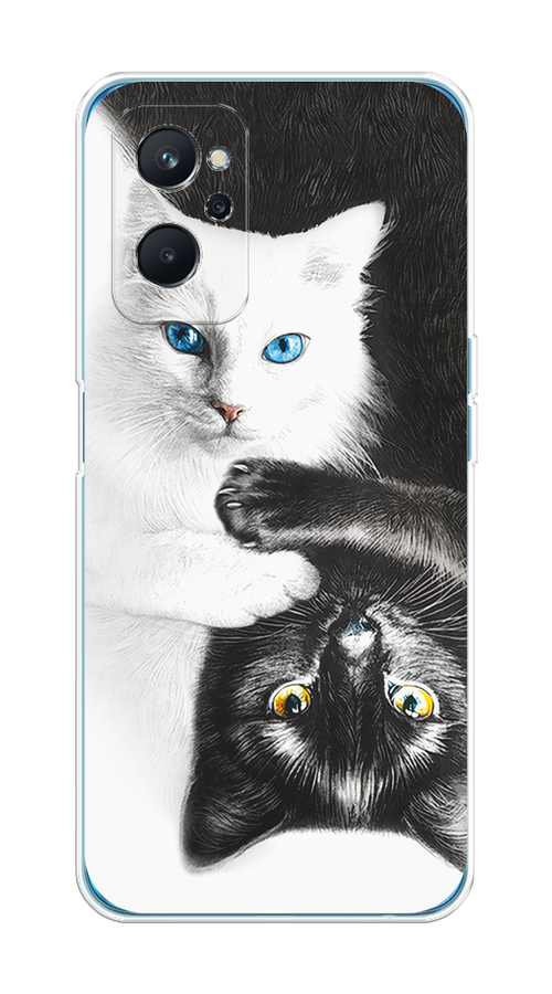 

Чехол на Realme 9i, Oppo A96 4G "Коты Инь-Янь", Черный;белый;голубой, 2510850-1