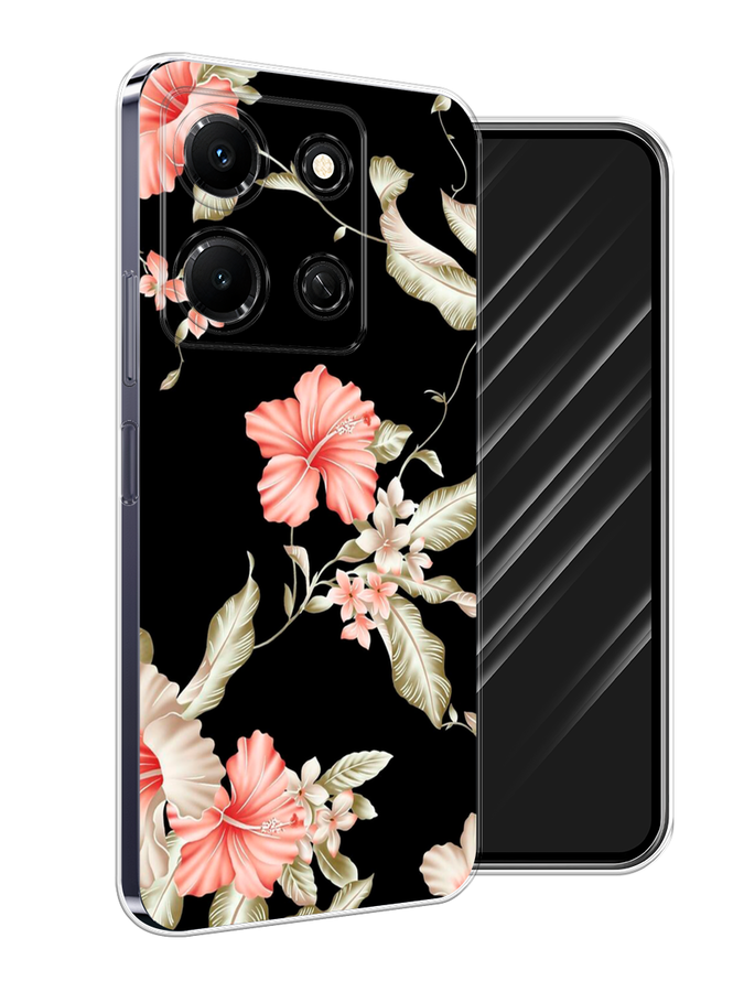 Чехол Awog на Infinix Note 30i Цветы на черном