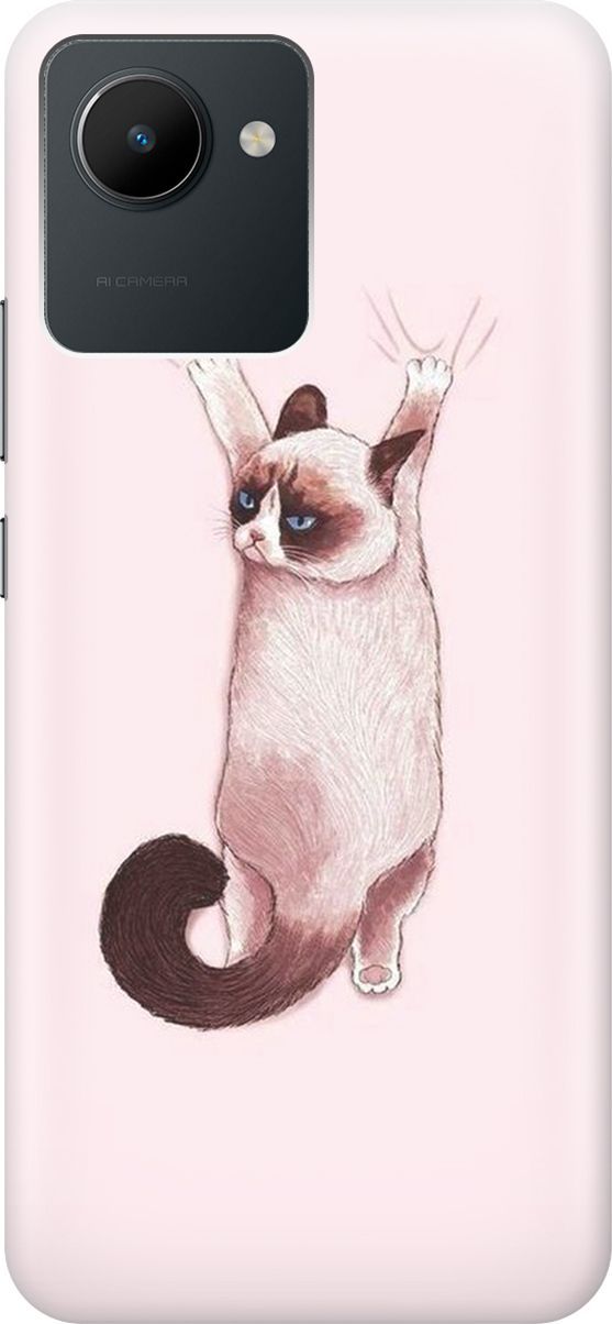 

Силиконовый чехол на realme C30 с принтом "Недовольный кот", Белый;розовый, 1565800