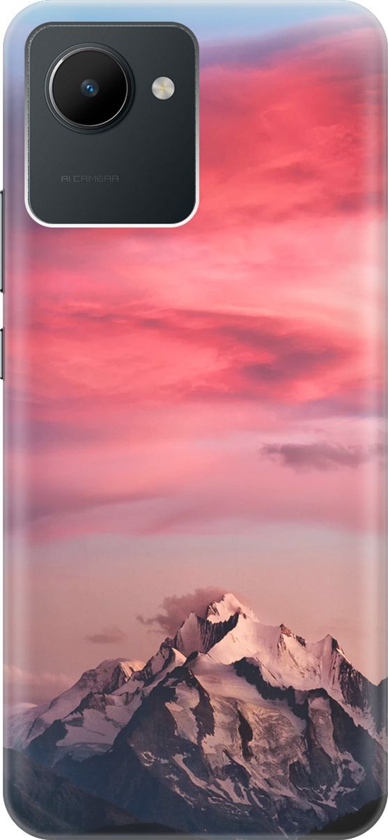 

Силиконовый чехол на realme C30 с принтом "Горы и небо", Коричневый;розовый, 1566100
