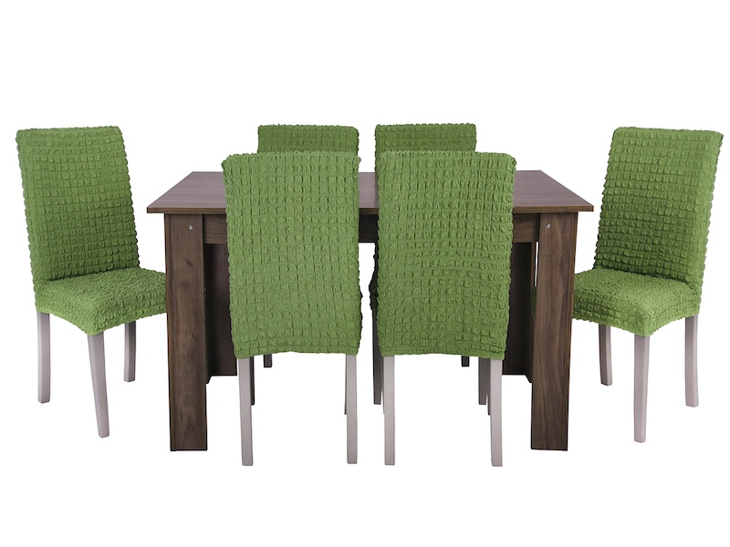 фото Чехлы на стулья без оборки venera, оливковый, комплект 6 штук