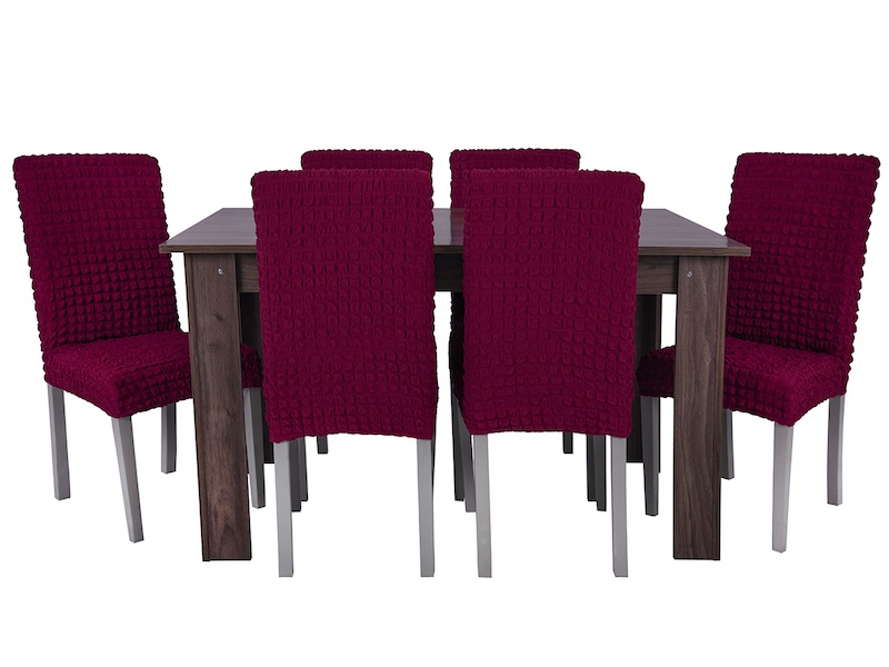 фото Чехлы на стулья без оборки venera, бордовый, комплект 6 штук
