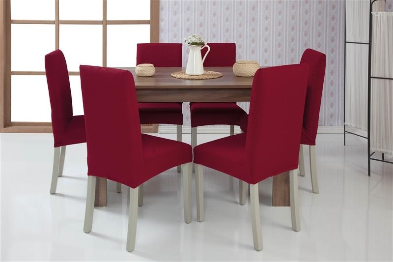 фото Чехлы на стулья без оборки venera, бордовый, комплект 6 штук