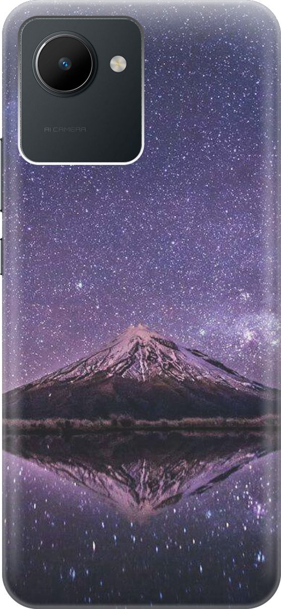

Силиконовый чехол на realme C30 с принтом "Гора и звездное небо", Синий;фиолетовый, 1566100