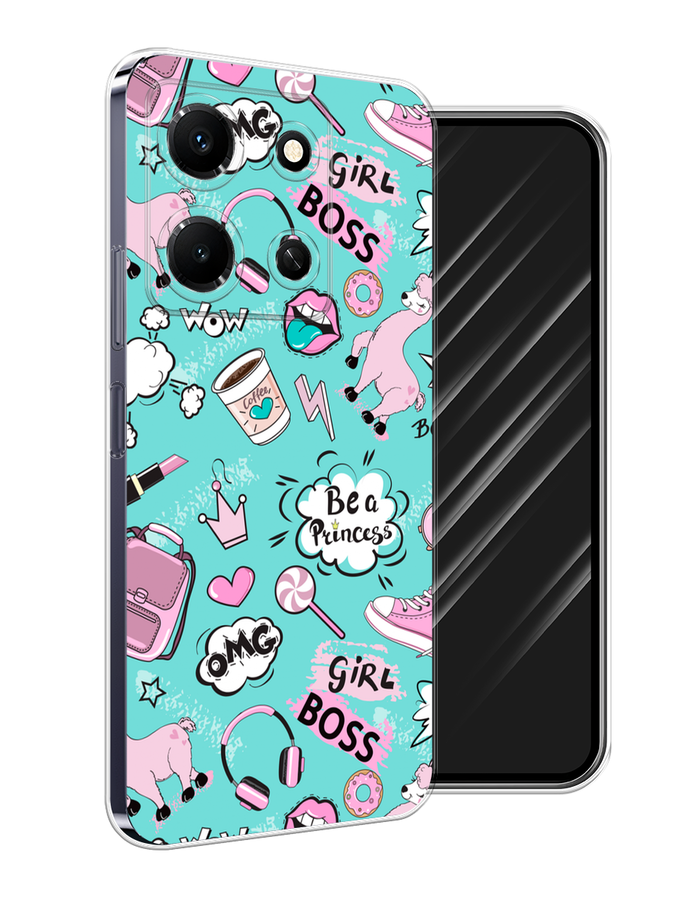 

Чехол Awog на Infinix Note 30i "Стильная лама", Голубой;розовый;белый, 3104350-1