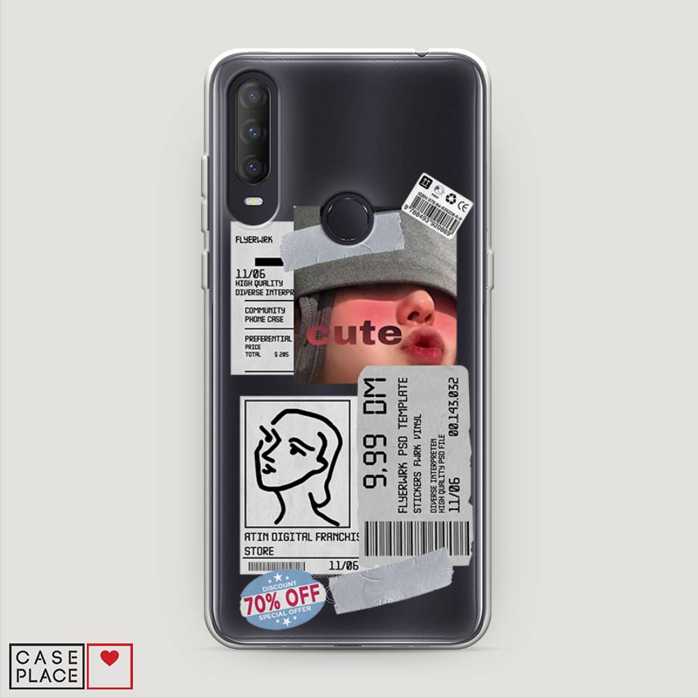 

Чехол на Alcatel 1S (2020) "Cute girl collage", Розовый;серый;голубой, 170850-6