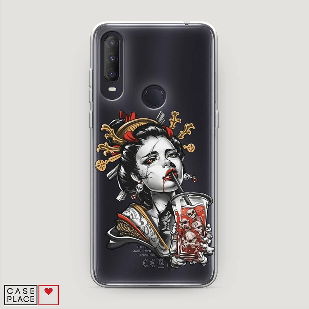 

Чехол на Alcatel 1S (2020) "Опасная гейша", Красный;черный;серый, 170850-4