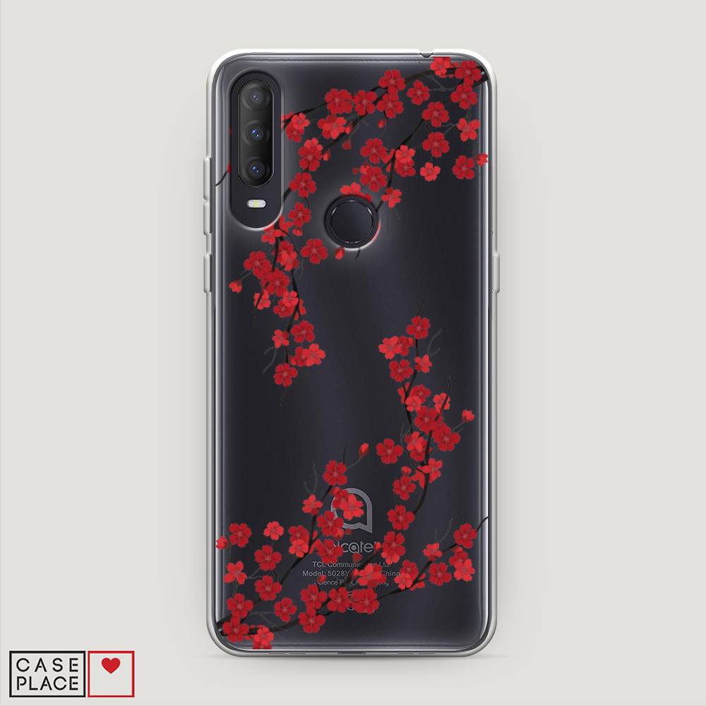 

Чехол на Alcatel 1S (2020) "Красная сакура", Красный;черный, 170850-2