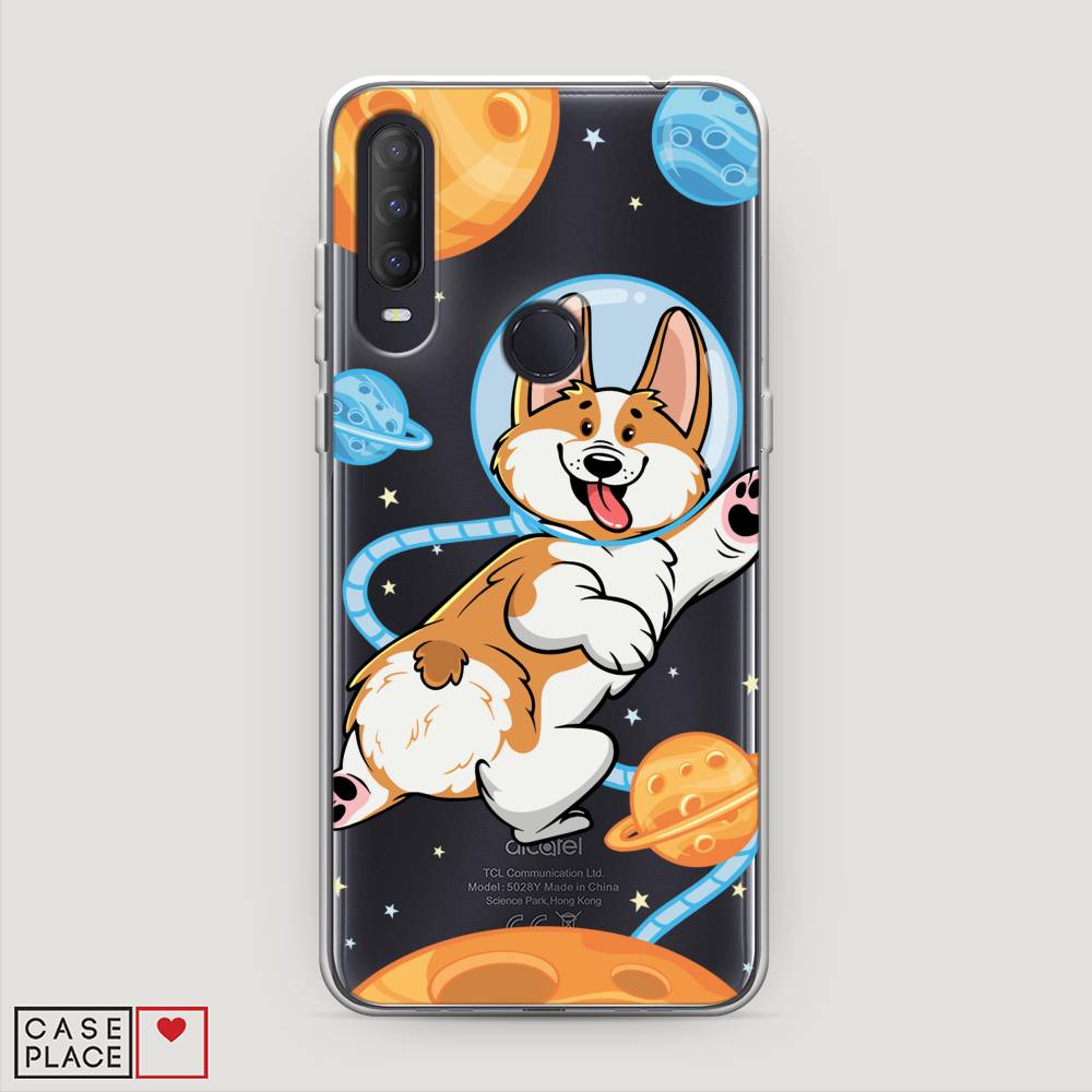 

Чехол на Alcatel 1S (2020) "Корги-космонавт", Голубой;бежевый;белый, 170850-1