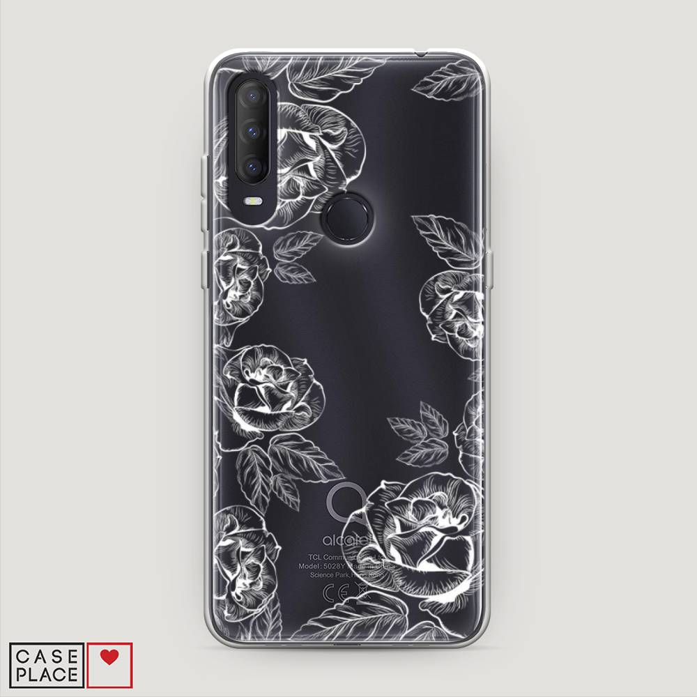 

Чехол на Alcatel 1S (2020) "Розы графика", Черный;серый, 170850-2