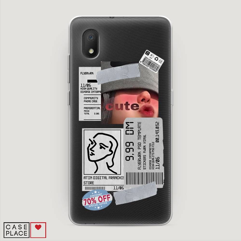 

Чехол на Alcatel 1A (2020) "Cute girl collage", Розовый;серый;голубой, 171050-6