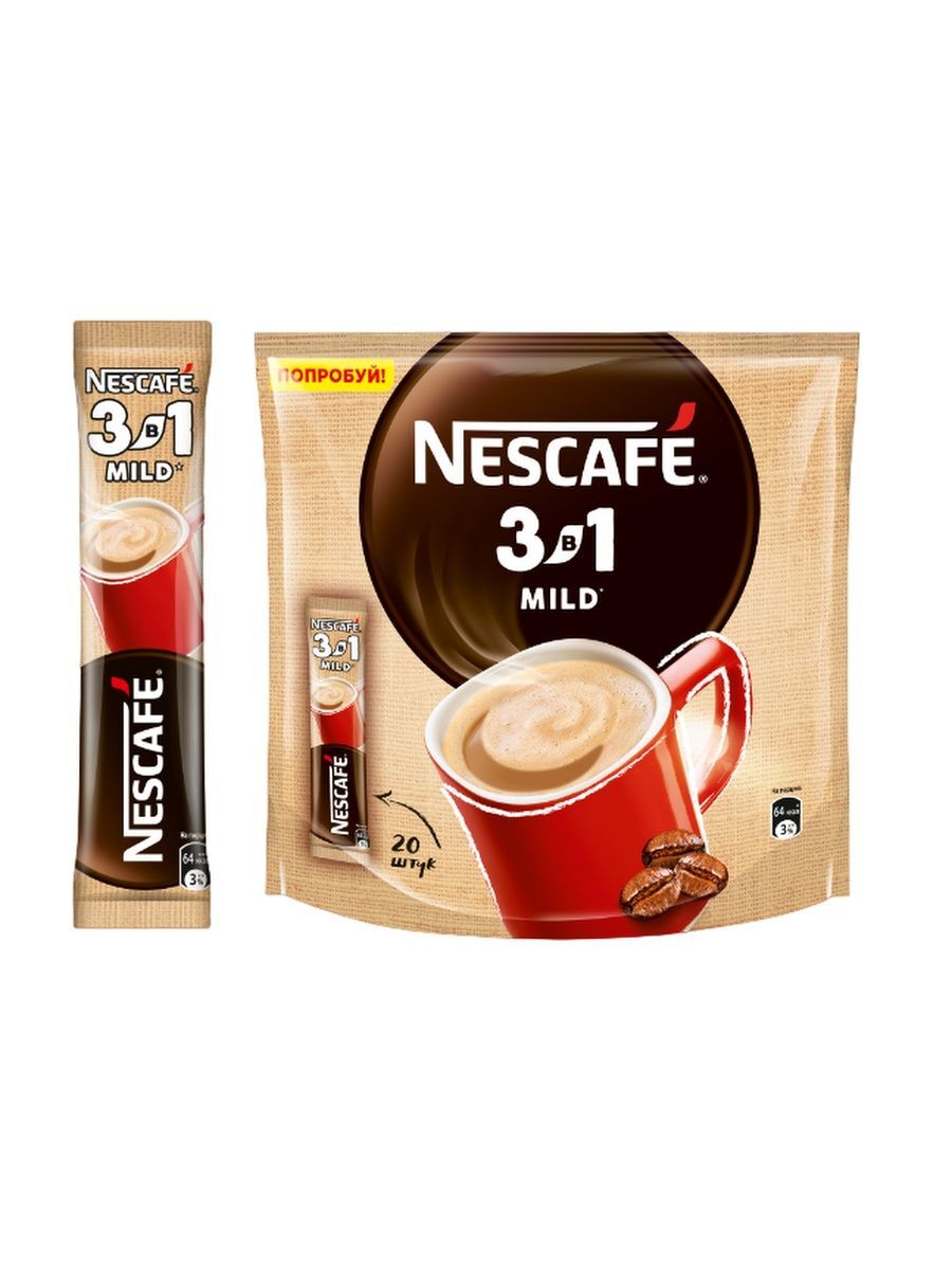 Кофейный напиток Nescafe 3 в 1 Mild 14,5 г х 20 шт