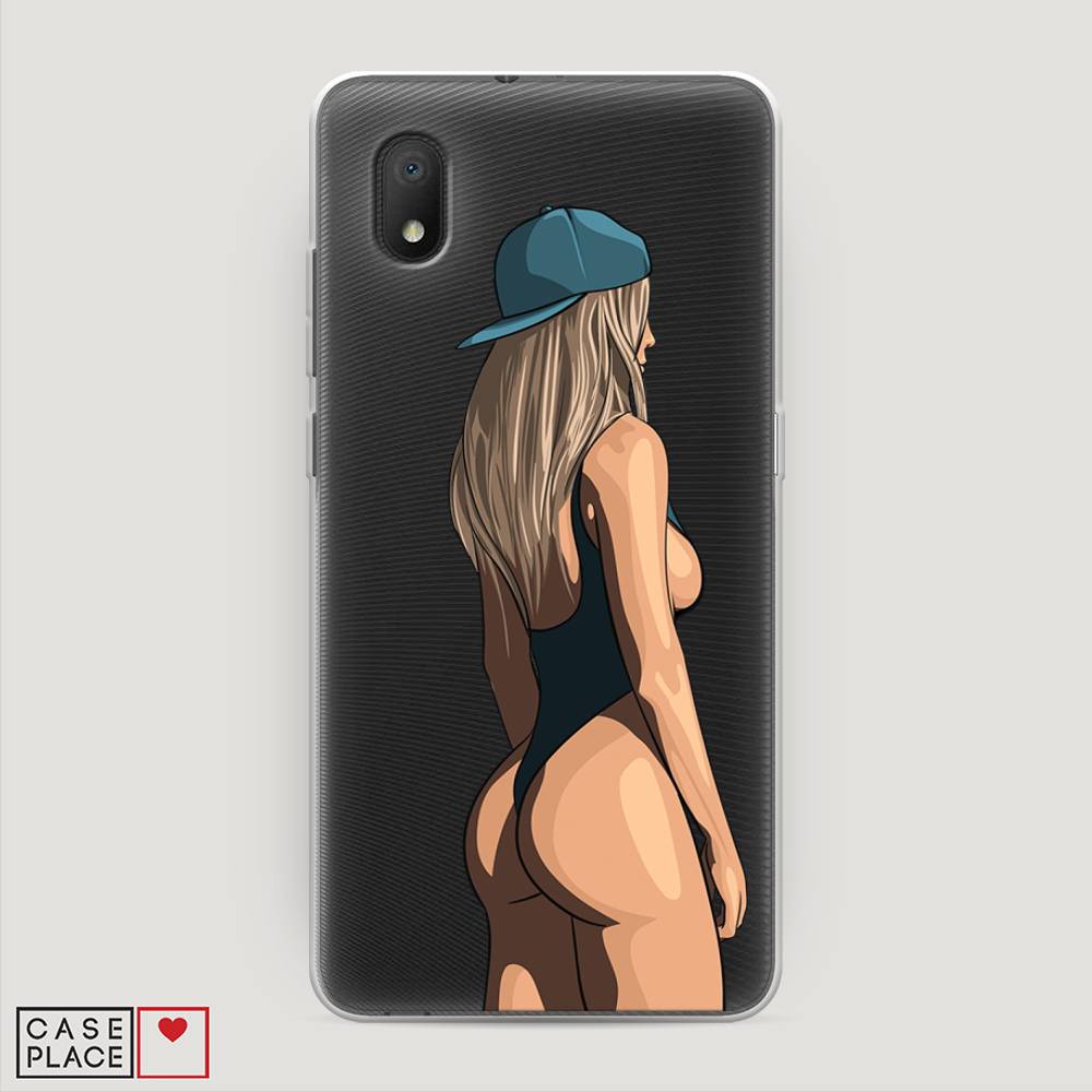 

Чехол на Alcatel 1A (2020) "Девушка в черном купальнике", Зеленый;бежевый;черный, 171050-6