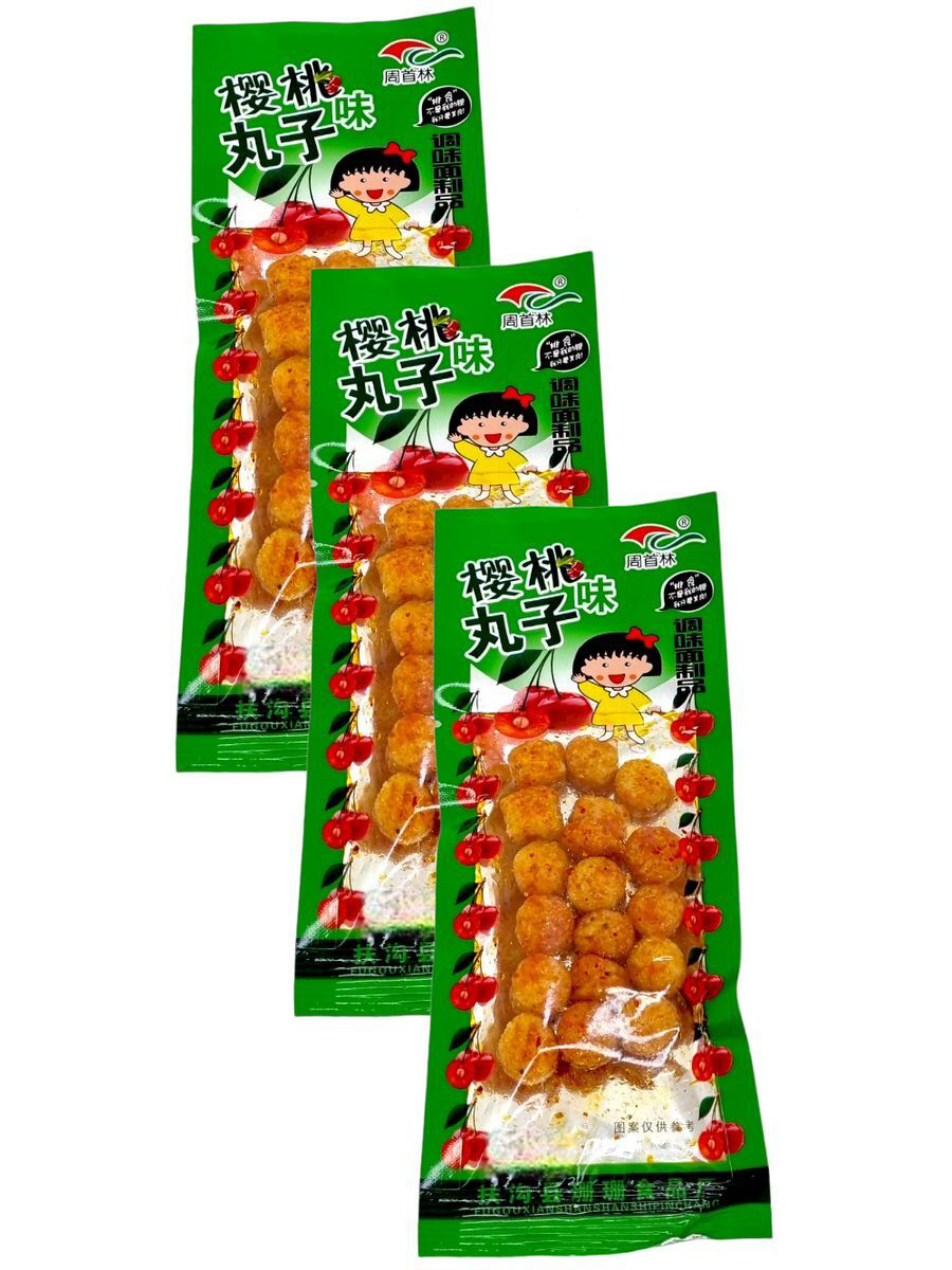 Снеки Zhou Shoulin острые соевые со вкусом вишни 22 г х 3 шт