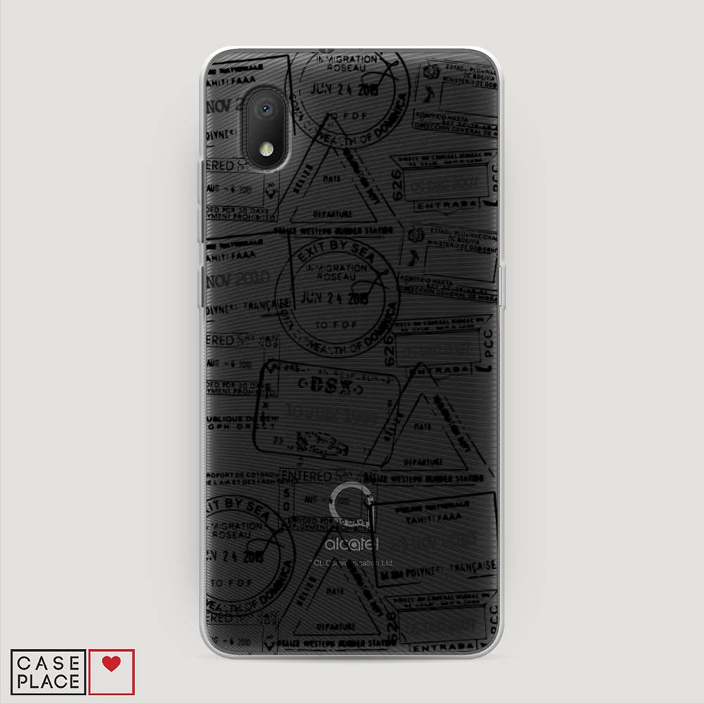 

Чехол на Alcatel 1A (2020) "Visa stamps 2", Белый;черный;серый, 171050-2