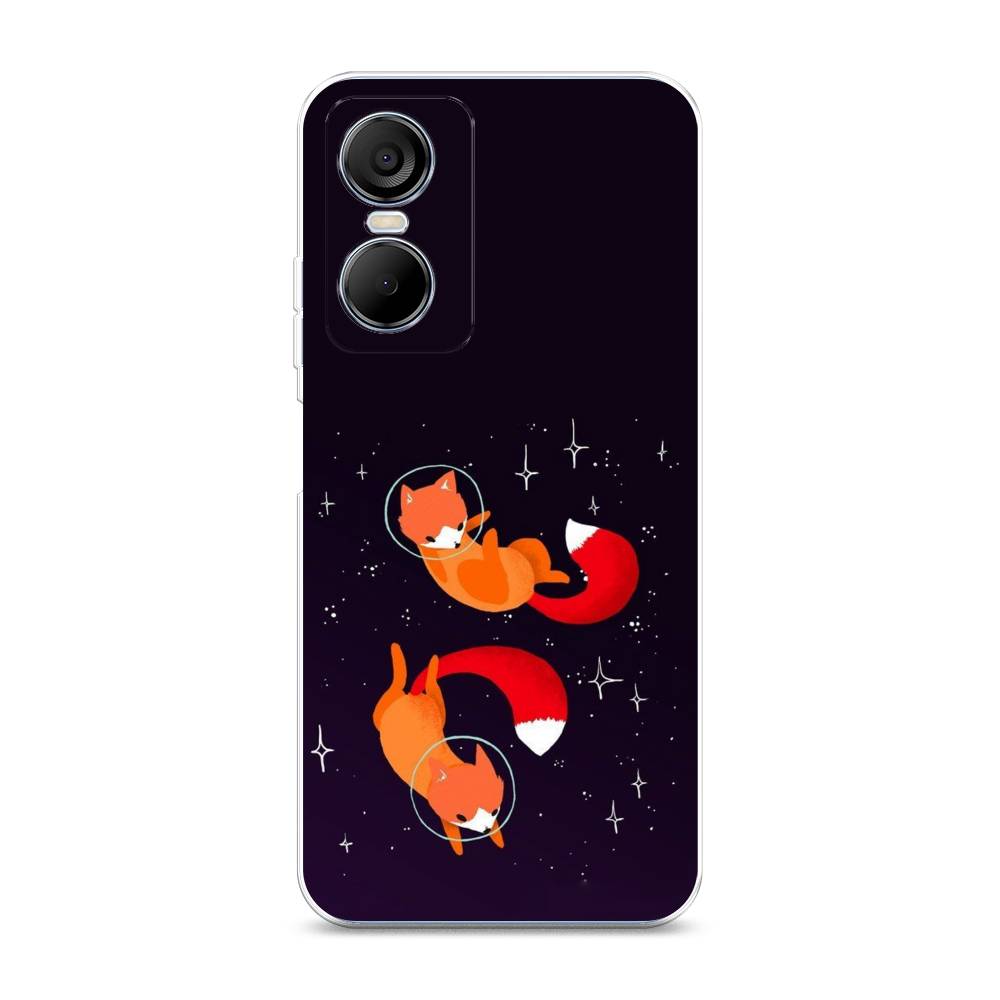 

Чехол Awog на Tecno Pop 6 pro / Техно Поп 6 Про "Лисы космонавты", Оранжевый