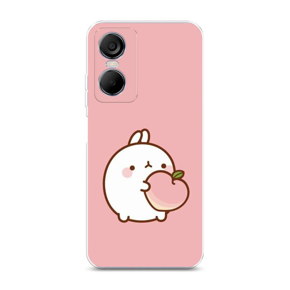 

Чехол Awog на Tecno Pop 6 pro / Техно Поп 6 Про "Кролик с персиком", Розовый;бежевый