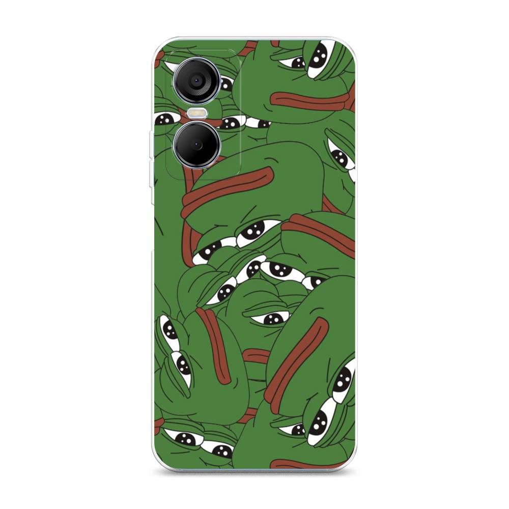 

Чехол Awog на Tecno Pop 6 pro / Техно Поп 6 Про "Печальный frog", Зеленый;белый