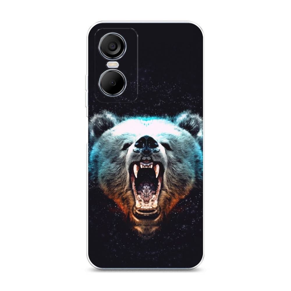 

Чехол Awog на Tecno Pop 6 pro / Техно Поп 6 Про "Медведь", Коричневый;голубой;черный