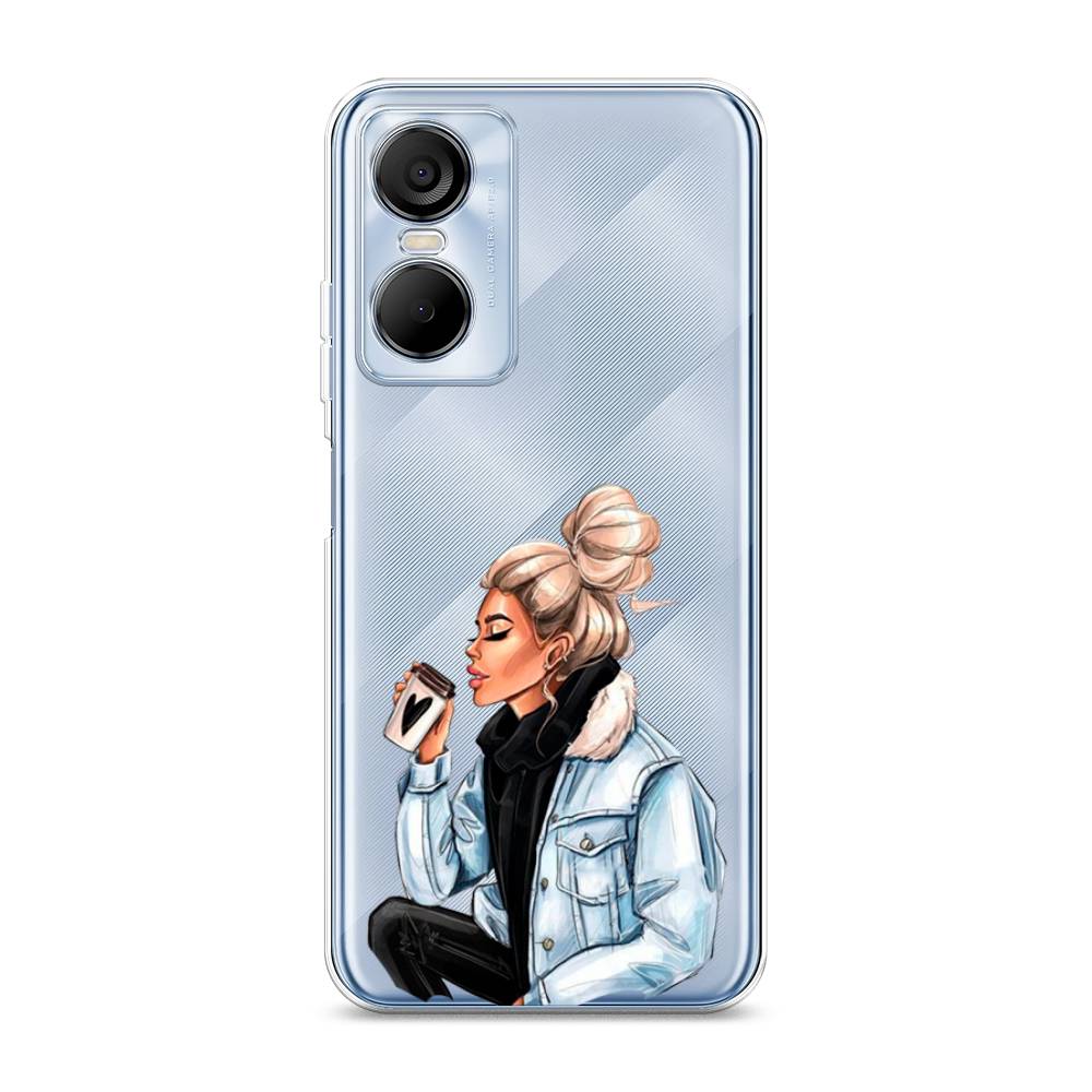 

Чехол Awog на Tecno Pop 6 pro / Техно Поп 6 Про "Cute girl", Коричневый;бежевый