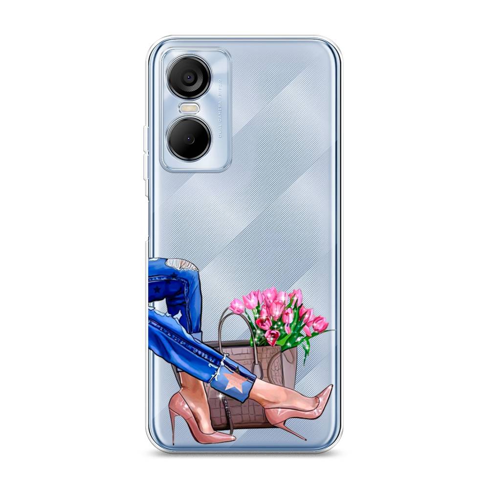 

Чехол Awog на Tecno Pop 6 pro / Техно Поп 6 Про "Каблучки", Голубой;коричневый;розовый