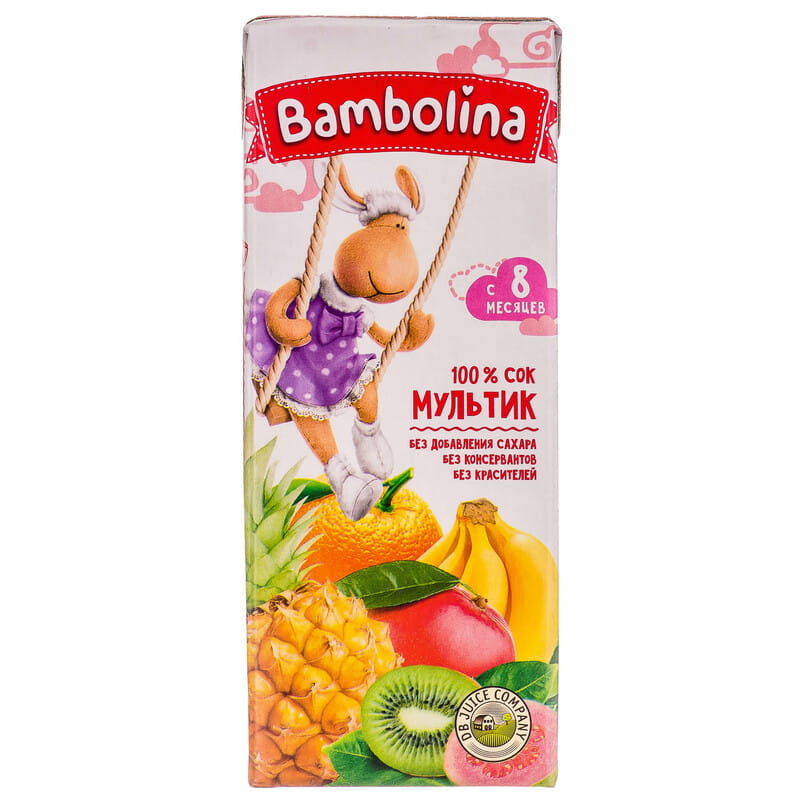 Сок детский Bambolina мультифруктовый с 8 месяцев 0,2 л