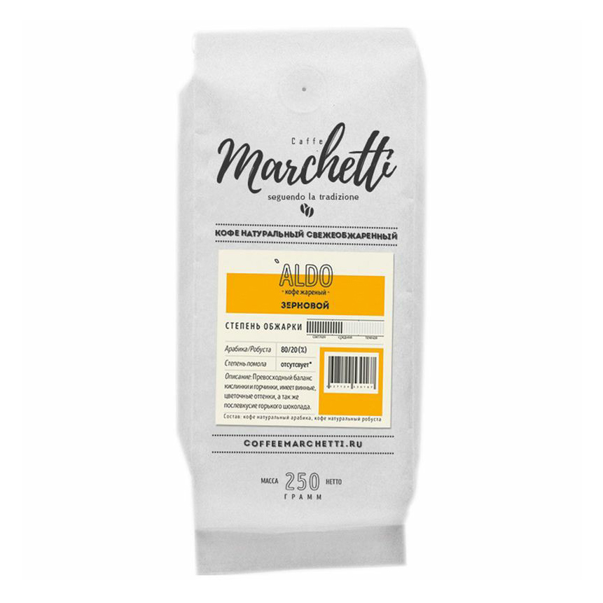 

Кофе Marchetti жареный в зернах 250 г