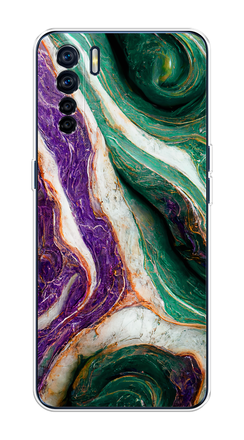 

Чехол на Oppo A91/Reno 3 "Фиолетово-зеленый мрамор", Зеленый;фиолетовый, 252450-1