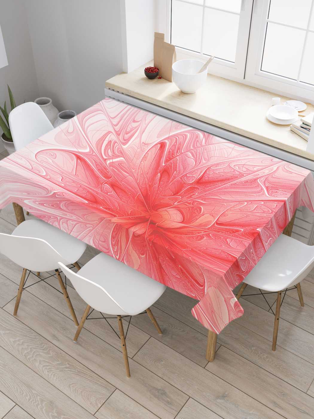 

Скатерть прямоугольная JoyArty "Абстрактное марево" из оксфорда, 120x145 см, Розовый, Абстрактное марево