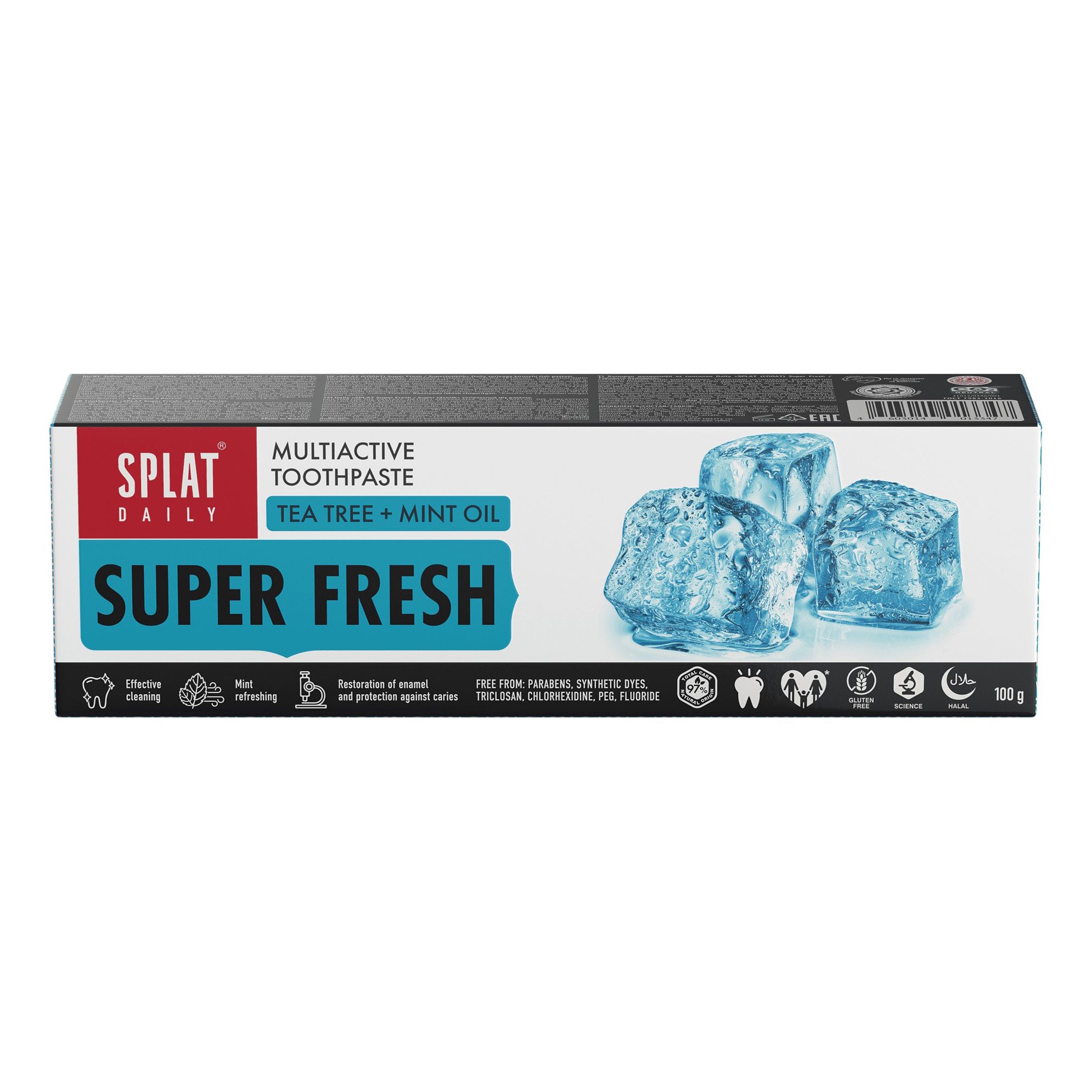 Зубная паста Splat Daily Super Fresh отбеливающая 100 г зубная паста absolut antibacterial 4 fresh профилактическая 110 г