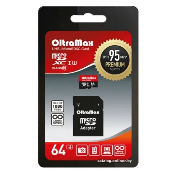 Карта памяти OltraMax MicroSD 64GB OM064GCSDXC10UHS-1-PrU3