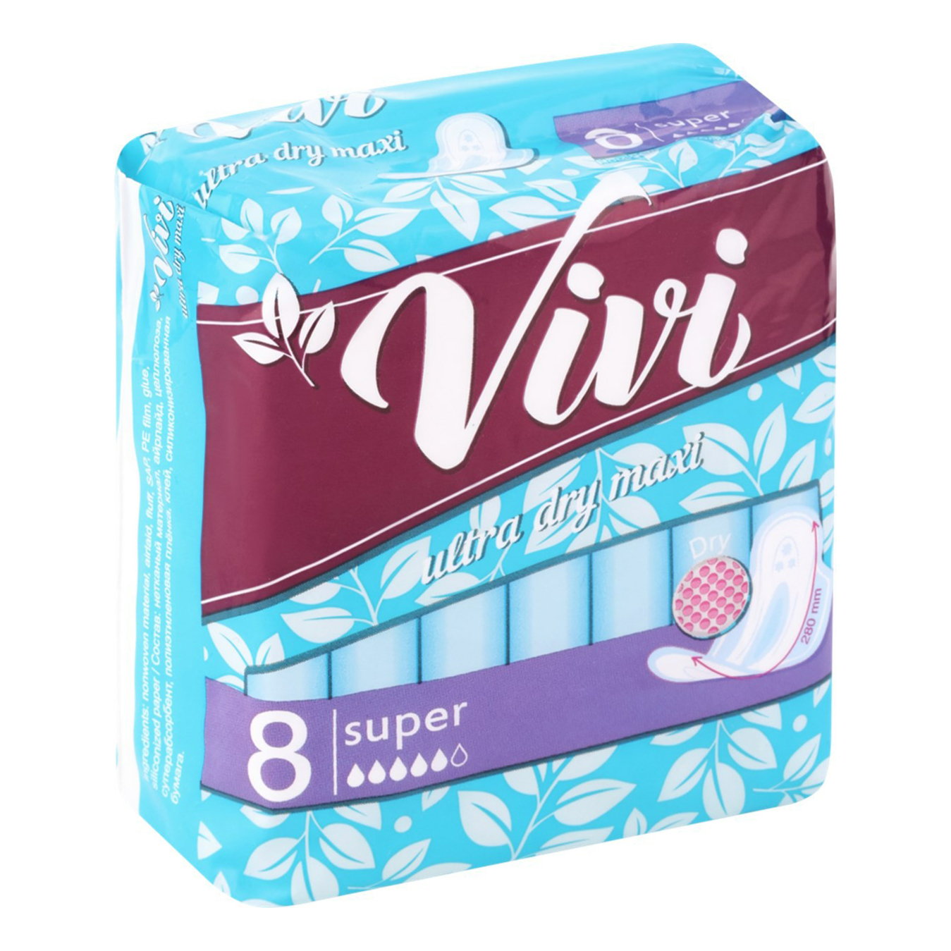 

Прокладки женские гигиенические Vivi Ultra Super Dry 8 шт, Белый