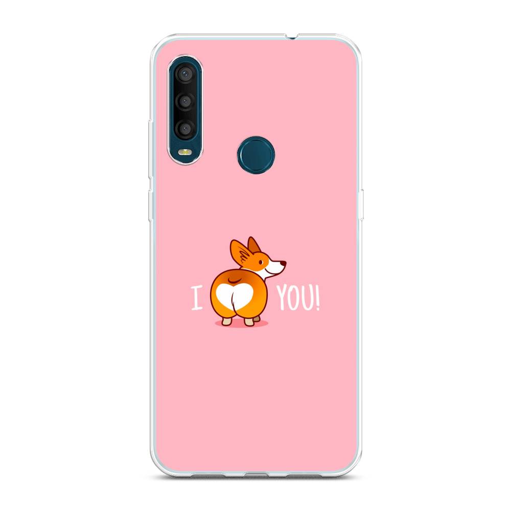 

Чехол на Alcatel 1SE 2020 "Корги I love you", Розовый;коричневый;белый, 171250-1