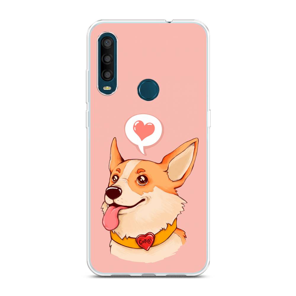 

Чехол на Alcatel 1SE 2020 "Корги язык", Розовый;коричневый, 171250-1