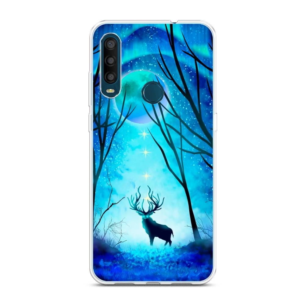 

Чехол на Alcatel 1SE 2020 "Олень северное сияние", Синий;черный;голубой, 171250-1