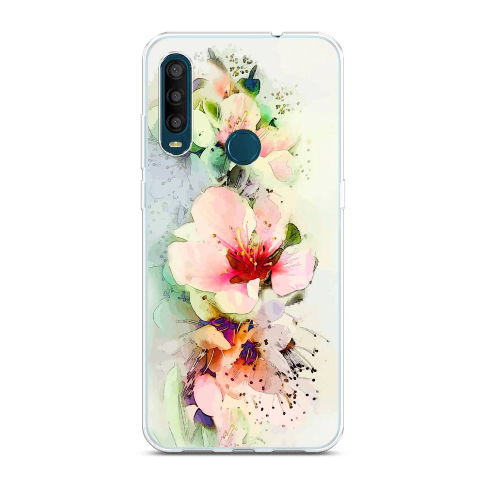 

Чехол на Alcatel 1SE 2020 "Нежные цветы", Зеленый;розовый, 171250-2