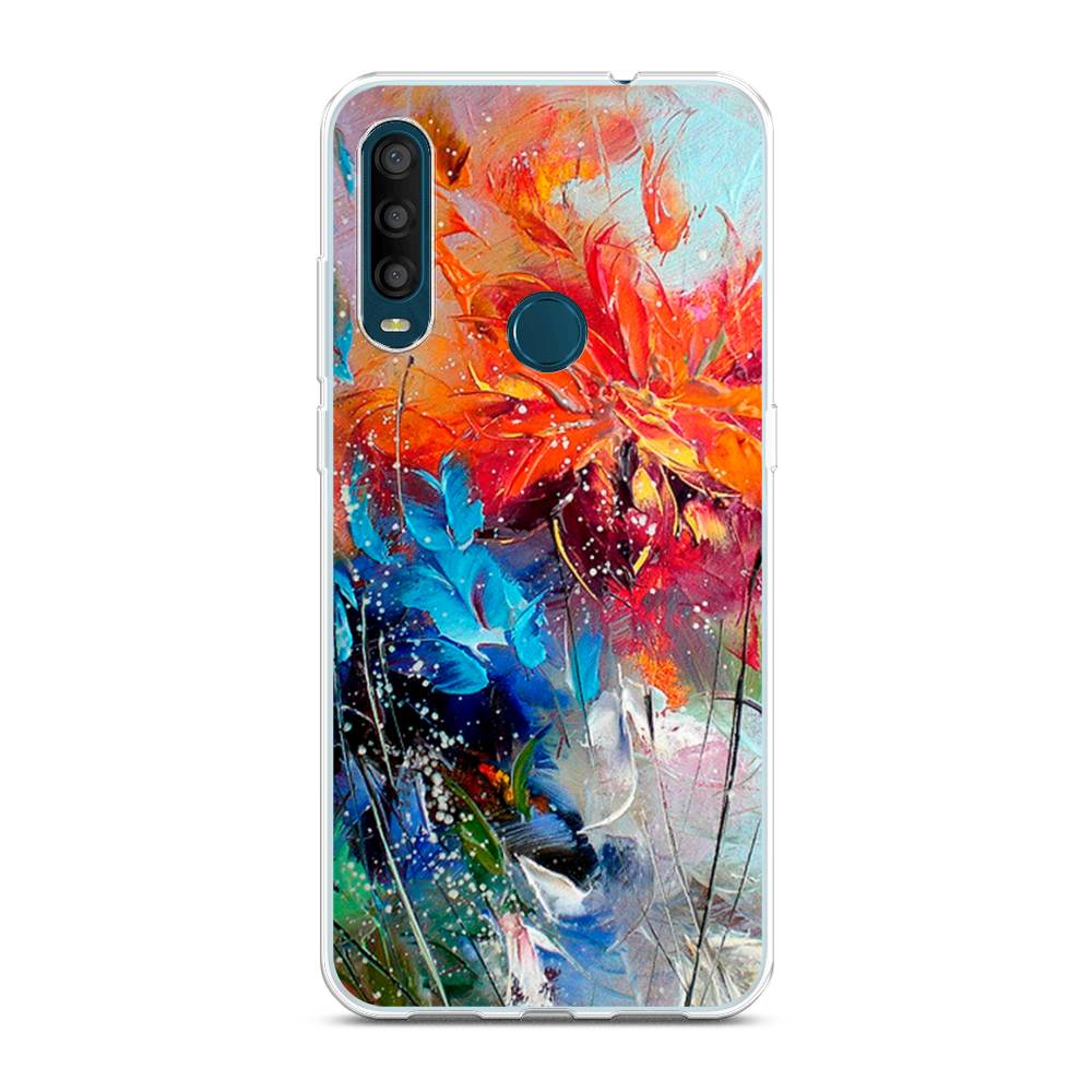 

Чехол на Alcatel 1SE 2020 "Абстрактные цветы", Оранжевый;синий, 171250-4