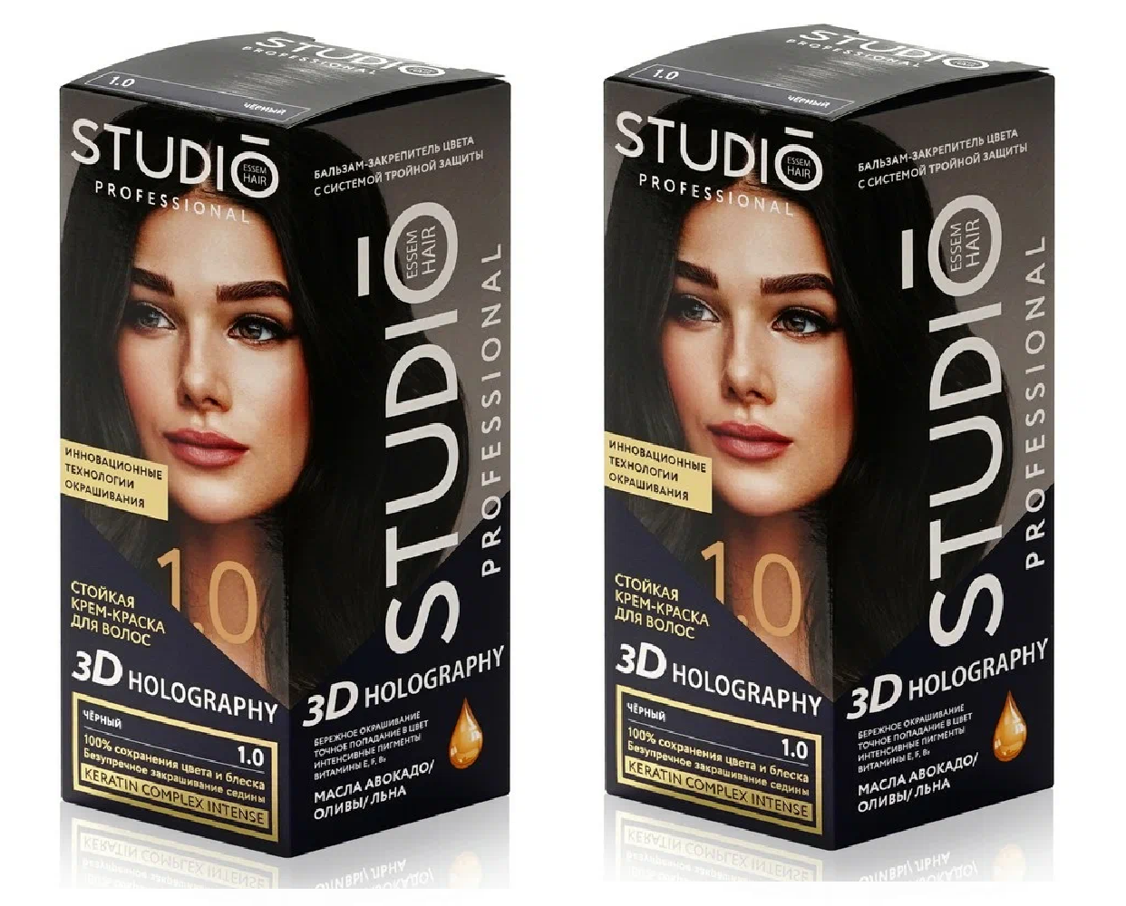 Краска для волос Studio Professional Essem Hair 1.0 Чёрный 115 мл 2 шт