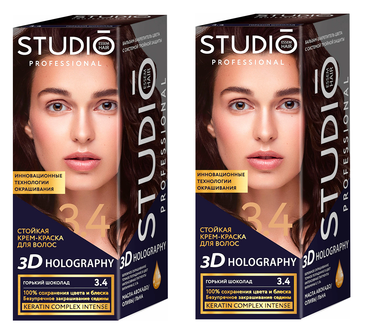 Краска для волос Studio Professional Essem Hair 3.4 Горький шоколад 115 мл 2 шт