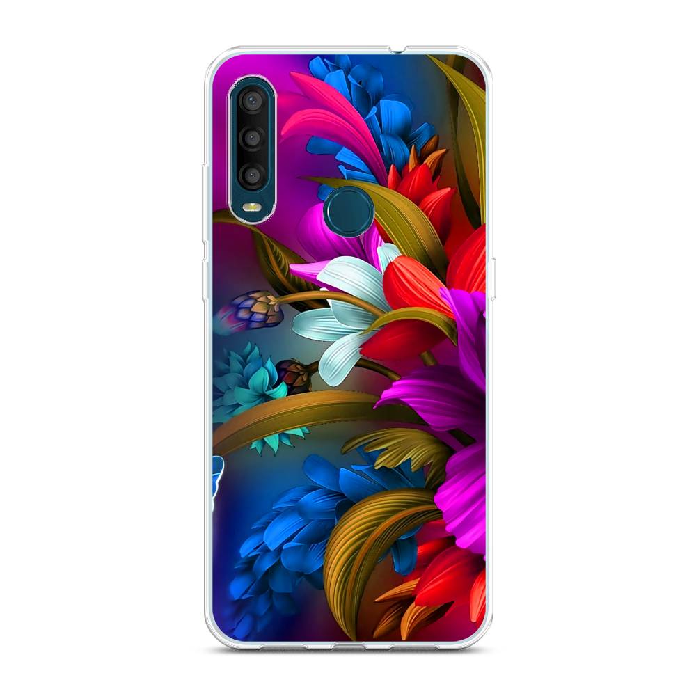 

Чехол на Alcatel 1SE 2020 "Фантастические цветы", Фиолетовый;красный;синий, 171250-2
