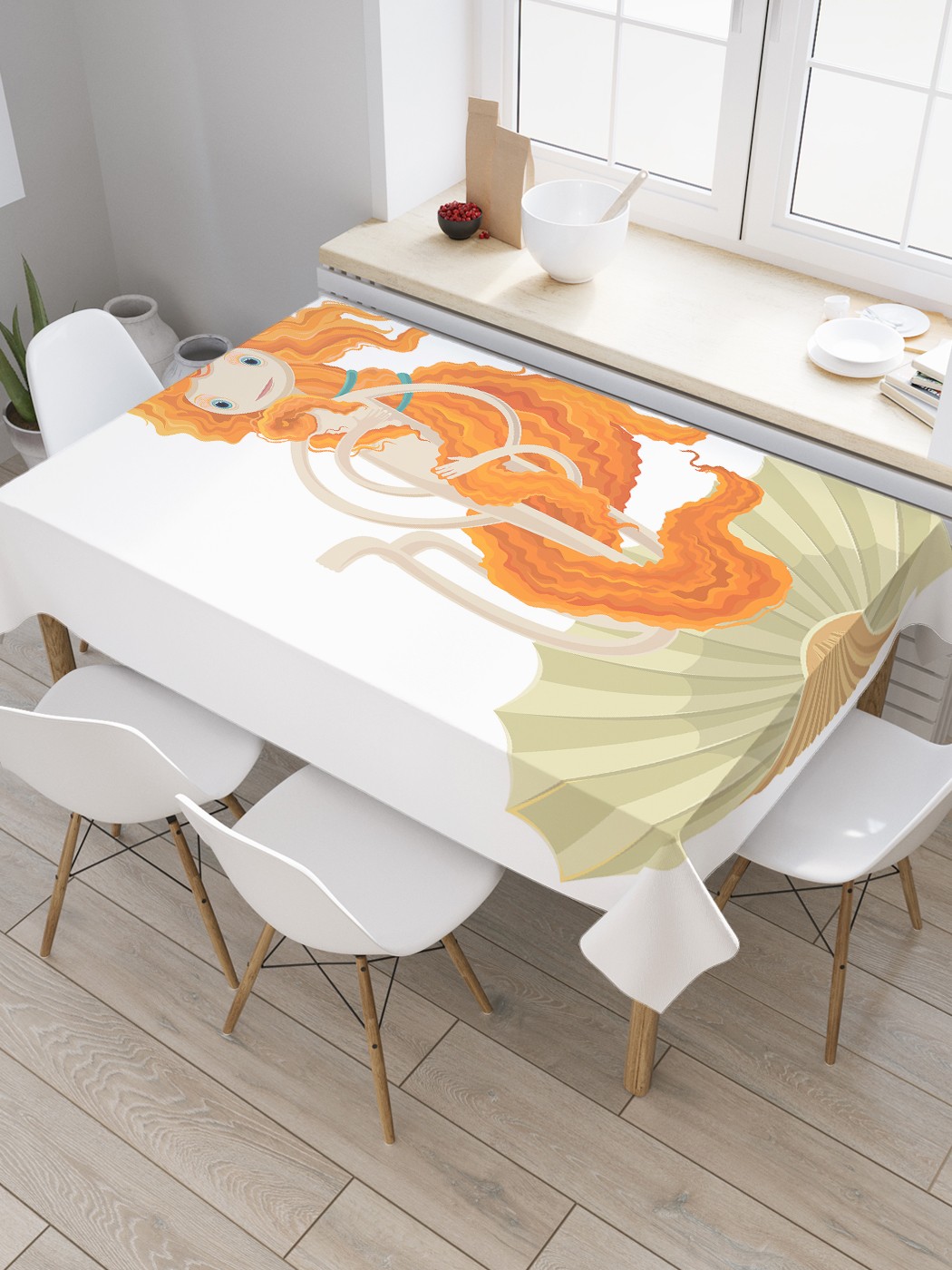 

Скатерть прямоугольная JoyArty "Абстрактная Венера" из сатена, 180x145 см, Желтый, Абстрактная Венера