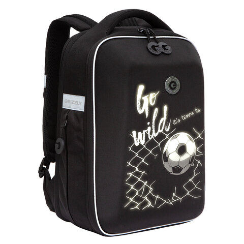 

Ранец Grizzly светящийся GO WILD Rap-291-3/1 арт. 271201 черный