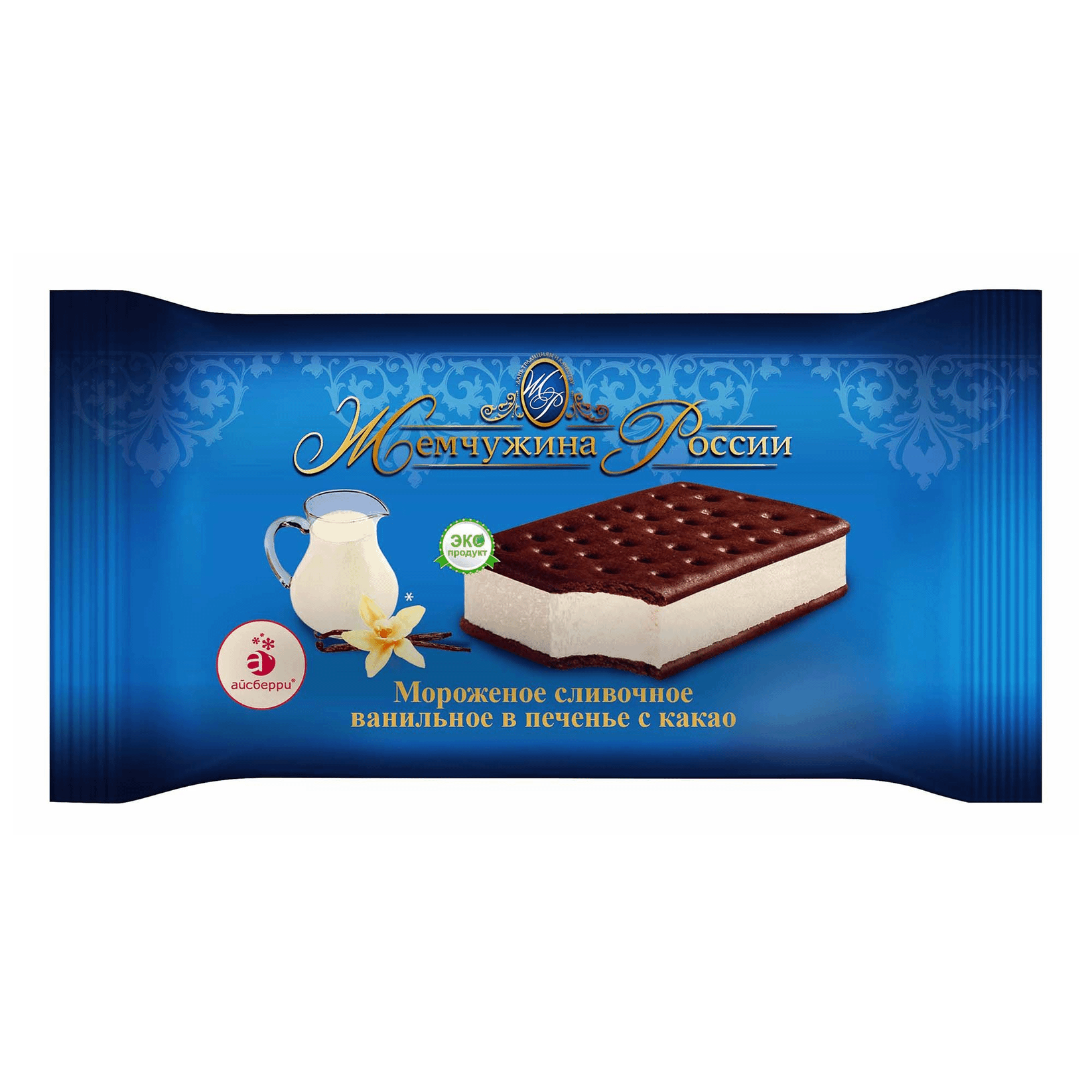 Мороженое сливочное Жемчужина России печенье-какао БЗМЖ 80 г
