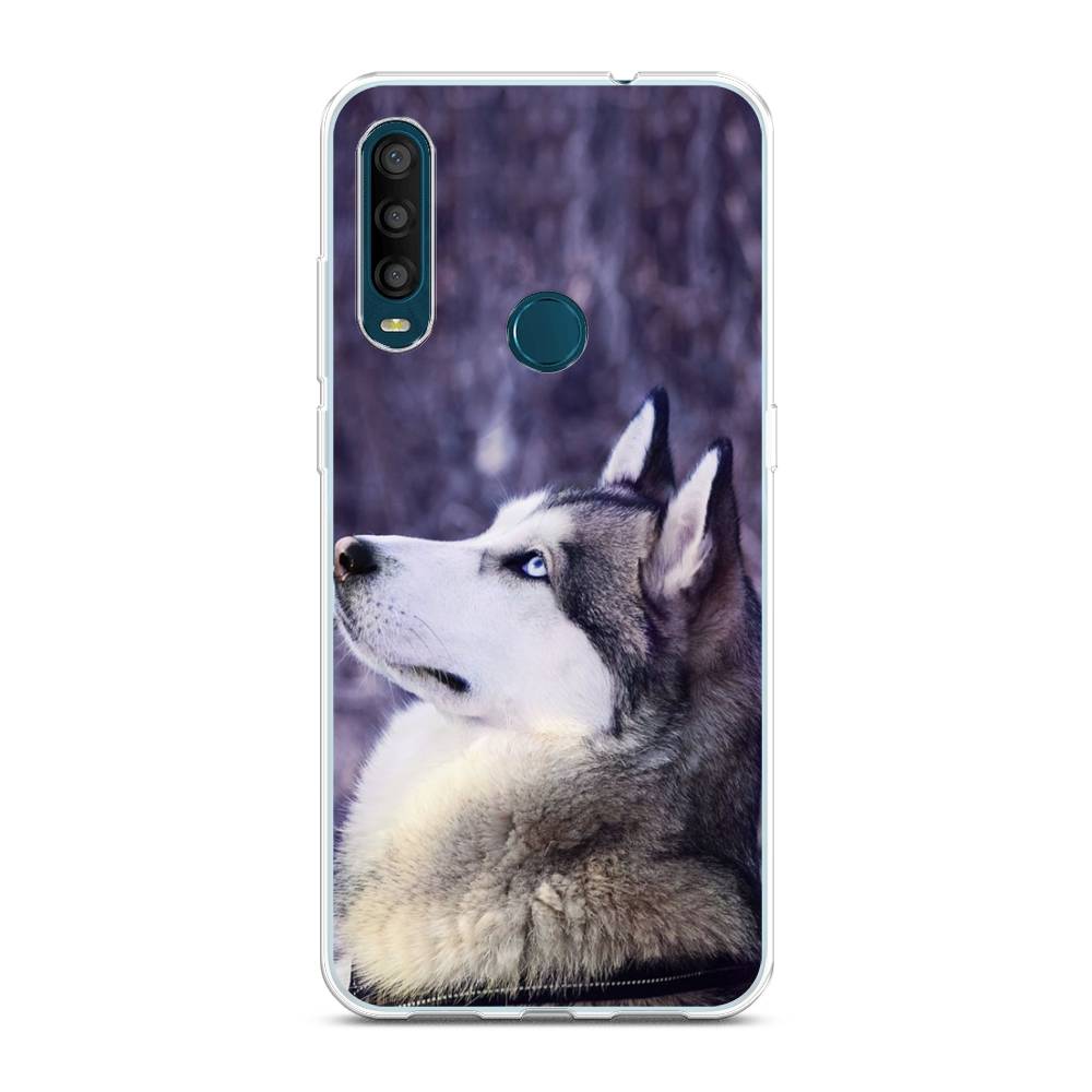 

Чехол на Alcatel 1SE 2020 "Хаски 1", Фиолетовый;белый, 171250-1