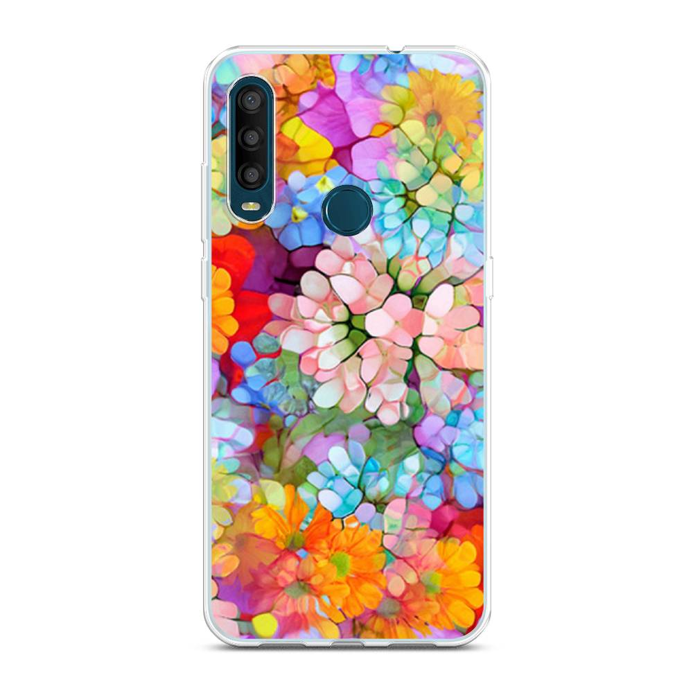 

Чехол на Alcatel 1SE 2020 "Цветы витраж", Оранжевый;розовый;голубой, 171250-3