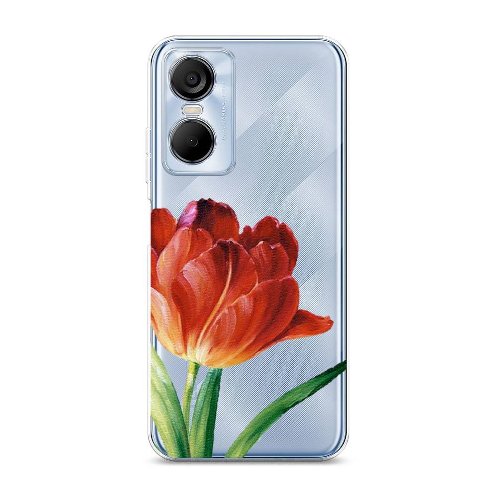 

Чехол Awog на Tecno Pop 6 pro / Техно Поп 6 Про "Красный тюльпан", Оранжевый;зеленый