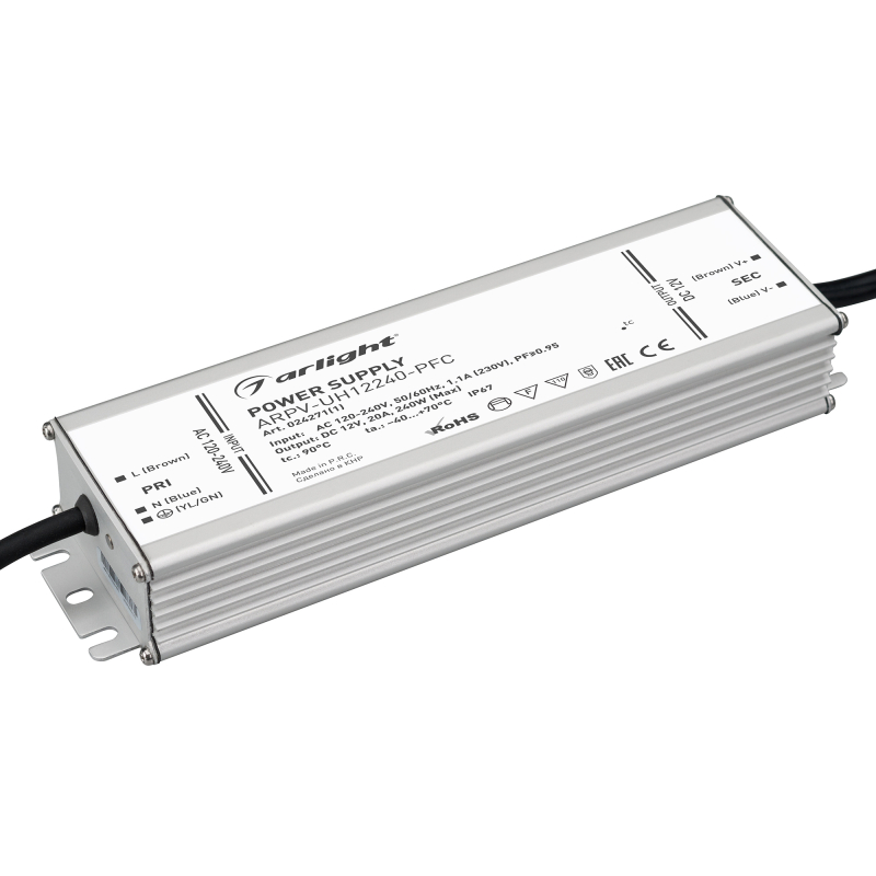 

Блок питания Arlight ARPV-UH12240-PFC (12V, 20.0A, 240W) 024271(1), Серебристый, Arpv