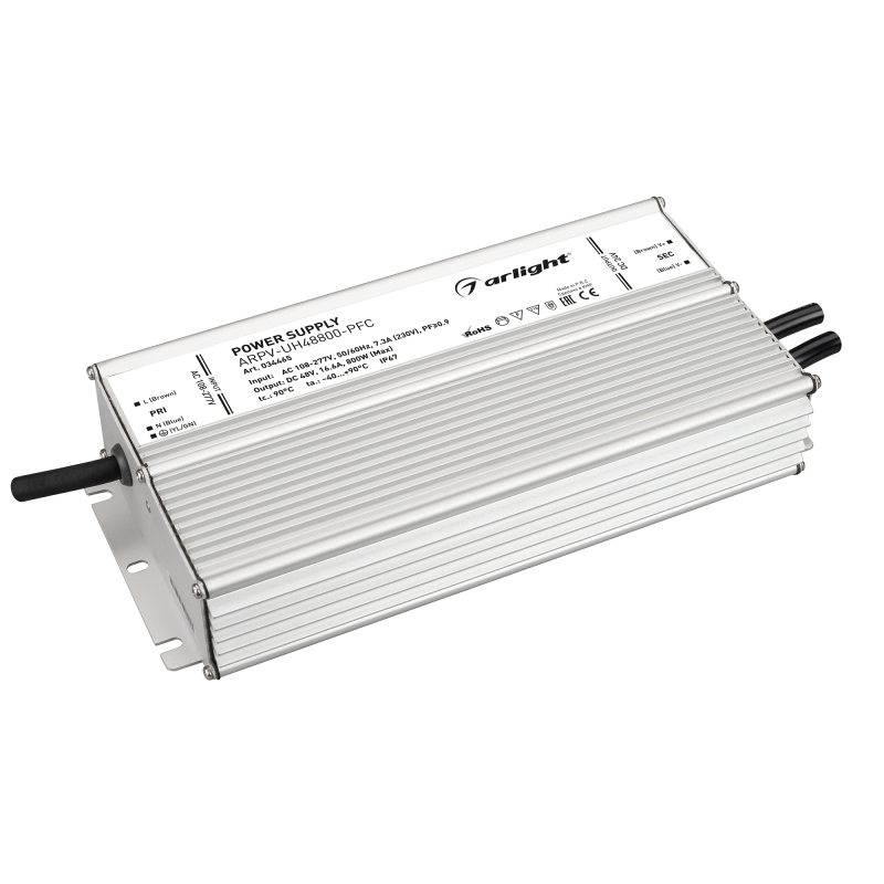 

Блок питания Arlight ARPV-UH48800-PFC (48V, 16.6A, 800W) 034465, Серебристый, Arpv