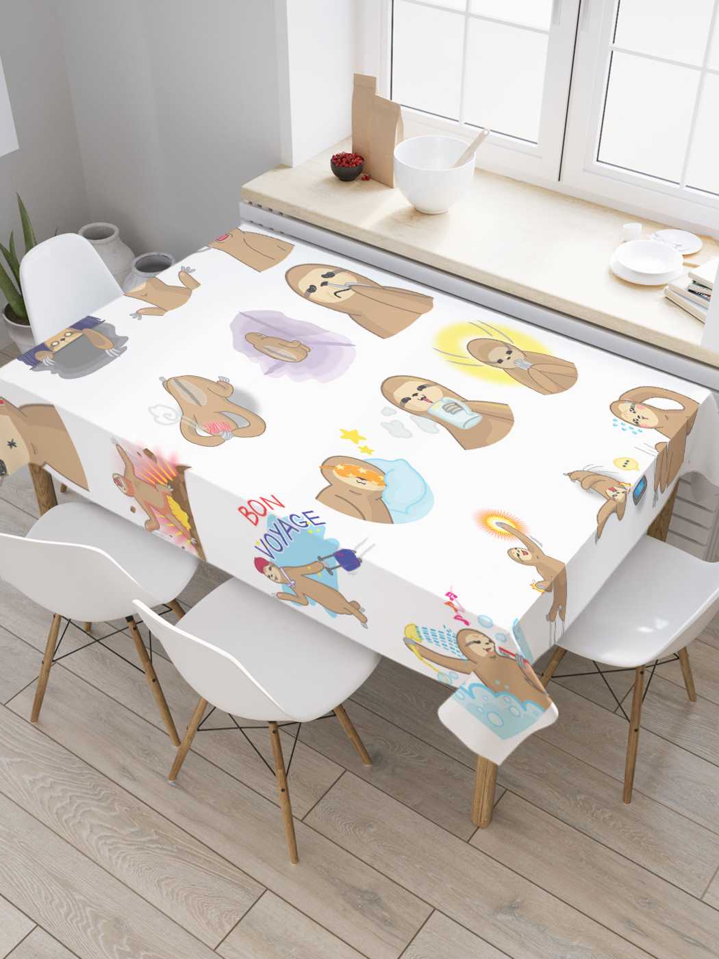 

Скатерть прямоугольная JoyArty "Мимика ленивца" из сатена, 180x145 см, Белый, Мимика ленивца